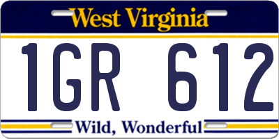 WV license plate 1GR612