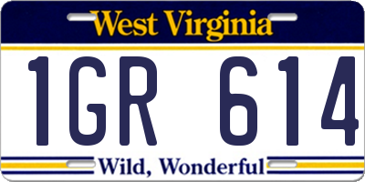 WV license plate 1GR614