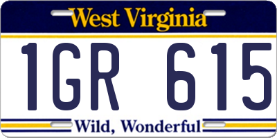 WV license plate 1GR615