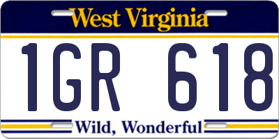 WV license plate 1GR618