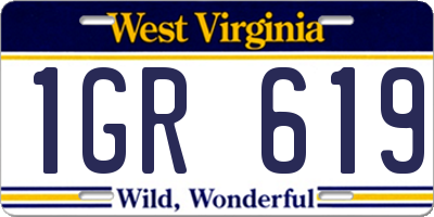 WV license plate 1GR619