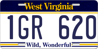 WV license plate 1GR620