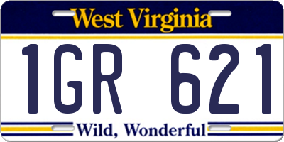 WV license plate 1GR621
