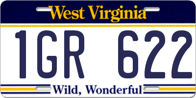 WV license plate 1GR622
