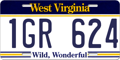 WV license plate 1GR624