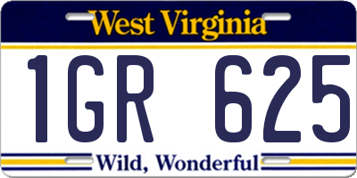 WV license plate 1GR625