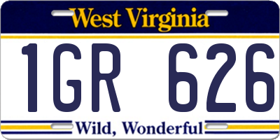 WV license plate 1GR626