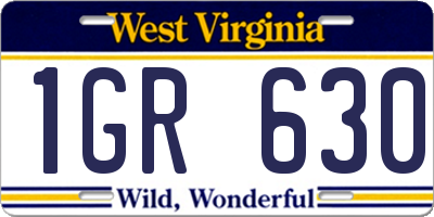 WV license plate 1GR630
