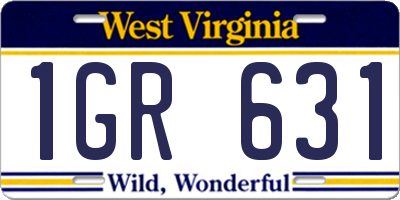 WV license plate 1GR631