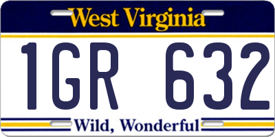 WV license plate 1GR632
