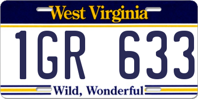 WV license plate 1GR633