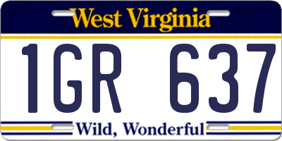 WV license plate 1GR637