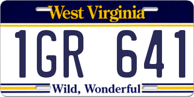 WV license plate 1GR641