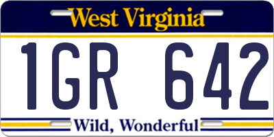 WV license plate 1GR642