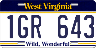 WV license plate 1GR643