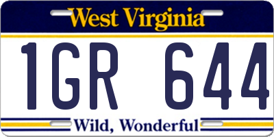 WV license plate 1GR644