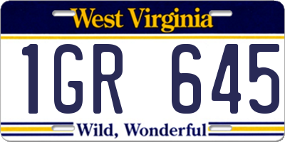 WV license plate 1GR645