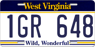 WV license plate 1GR648