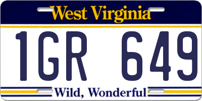 WV license plate 1GR649