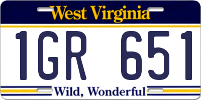 WV license plate 1GR651