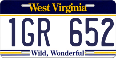 WV license plate 1GR652
