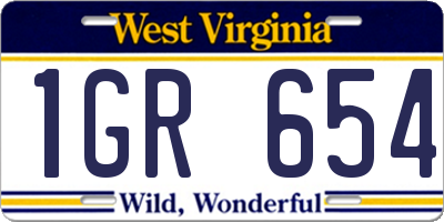 WV license plate 1GR654