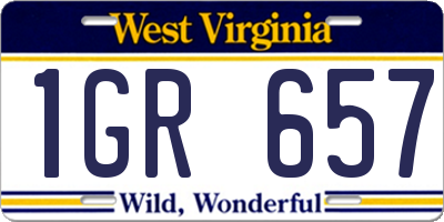 WV license plate 1GR657