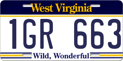 WV license plate 1GR663