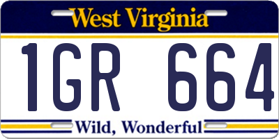 WV license plate 1GR664