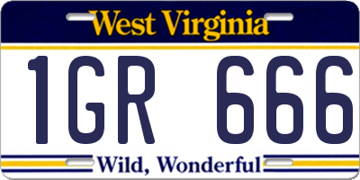 WV license plate 1GR666