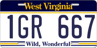 WV license plate 1GR667