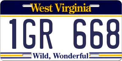 WV license plate 1GR668