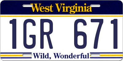 WV license plate 1GR671