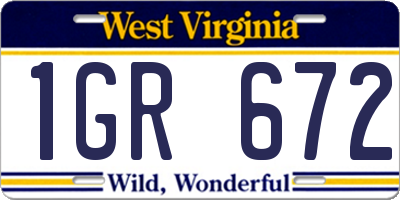 WV license plate 1GR672