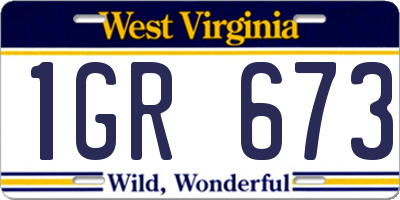 WV license plate 1GR673
