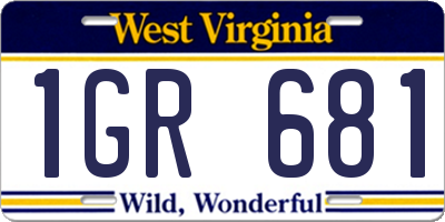 WV license plate 1GR681