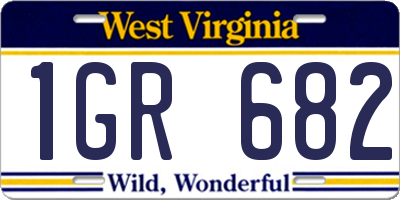 WV license plate 1GR682