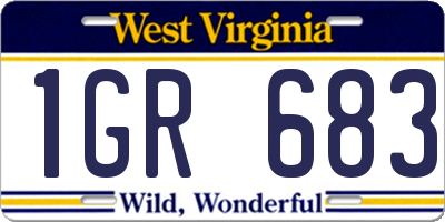 WV license plate 1GR683