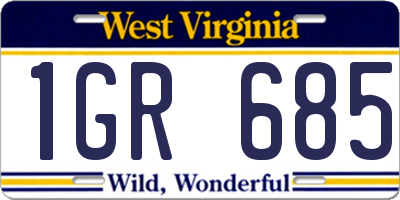WV license plate 1GR685
