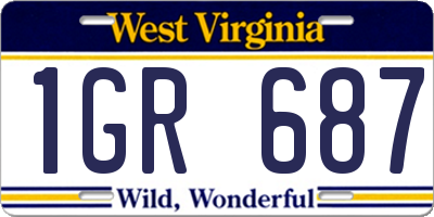 WV license plate 1GR687