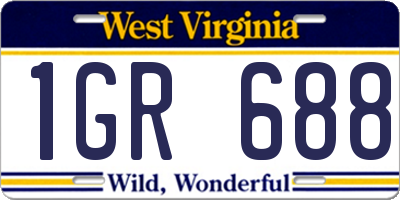 WV license plate 1GR688