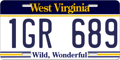 WV license plate 1GR689