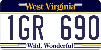 WV license plate 1GR690