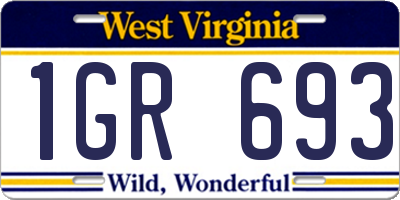 WV license plate 1GR693