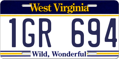 WV license plate 1GR694