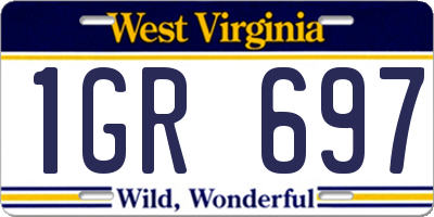 WV license plate 1GR697
