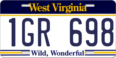 WV license plate 1GR698