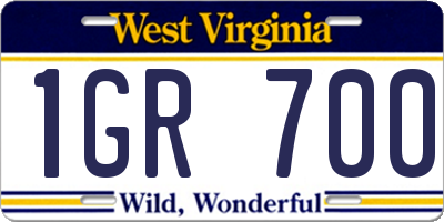 WV license plate 1GR700