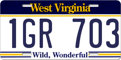 WV license plate 1GR703