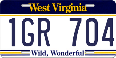 WV license plate 1GR704